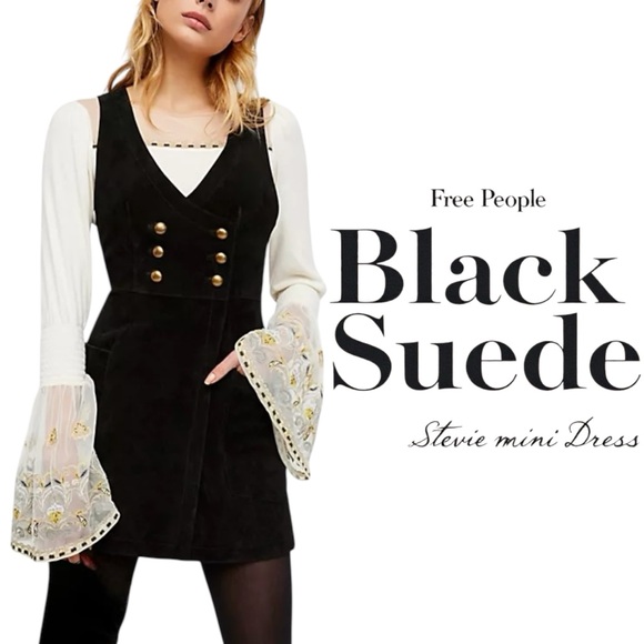 Free People Black Suede Leather Stevie Mini Dress Size 6 -  conticontadores.com.br